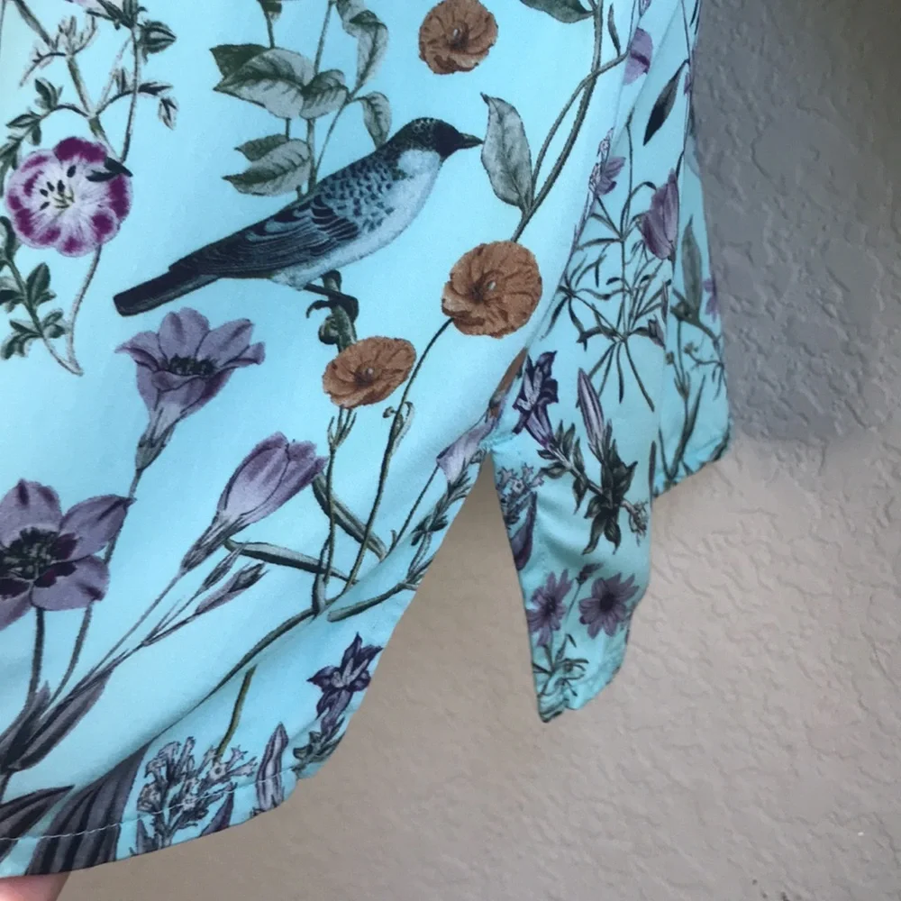 J Jill Floral Bird Print Women's Top - Picture 9 of 16